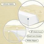 Wellsin Solid Square Floor Pillows for Adults Kids - Large Meditation Floor Pillow Seating Cushion with Thick Foam & Washable Velvet Cover, 1 Pack, 22x22x5 Inch, Beige