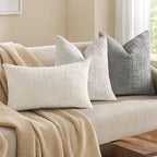 decorUhome Neutral Grey Chenille Euro Sham Throw Pillow Covers 22x22 Set of 2 Textured Soft Cozy Slubby Couch Pillow Covers Modern Farmhouse Boho Decorative Pillow Cases for Bed Sofa Living Room