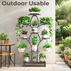 Plant Stand Indoor with 4 Grow Lights - 63" Tall Plant Shelf- 8 Tiered Corner Plant Flower Stands Display Shelves for Home, Patio (Black)