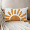 Adabana Boho Decorative Throw Pillow Covers 12x20 Lumbar Tufted Yellow Sun Sunshine Pillow Cover for Couch Bedroom Living Room Bed Sofa