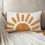 Adabana Boho Decorative Throw Pillow Covers 12x20 Lumbar Tufted Yellow Sun Sunshine Pillow Cover for Couch Bedroom Living Room Bed Sofa