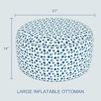 LVTXIII Indoor/Outdoor Extra Large Inflatable Ottoman Pouf D31 x H14 Inch, Round Footstool with Handle, Weather-Resistant Portable Furniture for Patio, Camping, Beach, Brush Blue