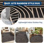 GarveeHome Easy Jute Rug 8x10 Rainbow Abstract Washable Non Slip Living Room Ultra-Thin Bedroom Rug, Non Skid Backing Accent Carpet for Dining Room Office