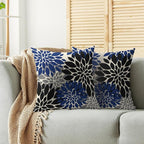 Black Navy Blue Pillow Covers 20X20 Inch Set of 2, Spring Summer Floral Dahlia Flower Cream Decorative Throw Pillow Covers Outdoor Modern Farmhouse Cushion Case for Home Couch Sofa Bed Decor