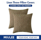 MIULEE Pack of 2 Decorative Burlap Linen Throw Pillow Covers Modern Farmhouse Pillowcases Rustic Woven Textured Cushion Cover for Sofa Couch Bed 24x24 Inch Coffee