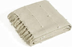 Lush Decor Boho Tufted Cotton Woven Tassel Fringe Throw Blanket Single 50" W x 60" L Neutral - Beige Throw Blankets for Bed - Couch Boho Blankets