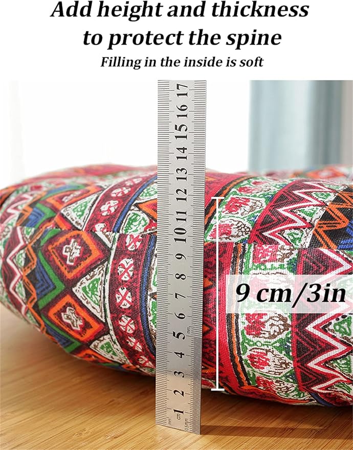 Generic Large Round Floor Cushion, Comfortable Cotton and Linen Boho Meditation Pillow Tatami Seating Cushion for Room Reading Book Nursery Room Balcony,K,60*60cm(2pcs)
