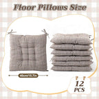 Geetery 12 Pcs Floor Pillows for Classroom Bulk Square Seating Cushions for Floor Chair School Kindergarten Reading Corner, 15.7'' Large Thick Meditation Cushions Yoga Nursery Daycare (Plaid Color)