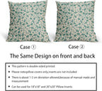 Aqua Floral Pillow Covers 22x22 Set of 2 Vintage Rustic Old Style Cute Small Flower Cream Print Decorative Outdoor Pillowcases Farmhouse Throw Cushion Case Decor for Couch Sofa Bed