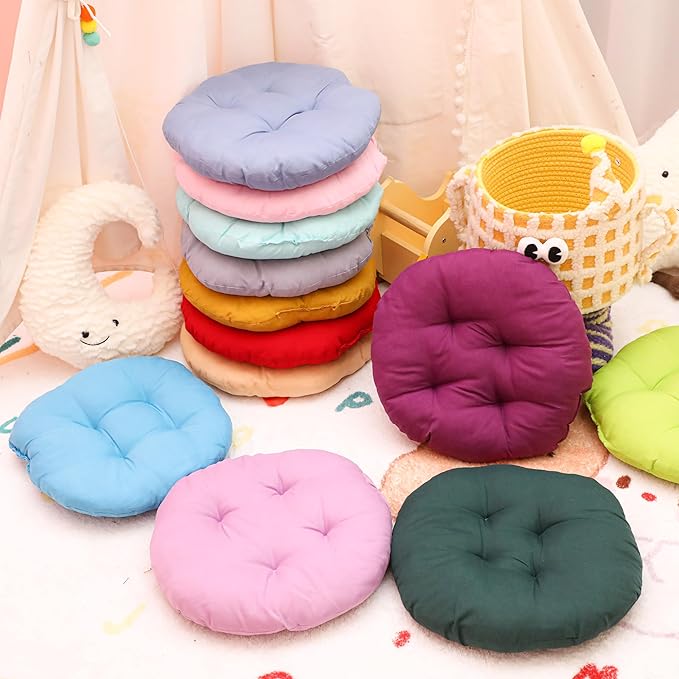 Tinideya 24 Pcs Round Floor Cushions Floor Pillows Meditation Seat Pillows Flexible Seating for Adults Kids, Chair Cushions for Classroom, Nursery, Living Room, Yoga(Small 11.8 Inch,Multi Color)