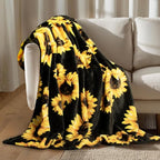 MACEVIA Sunflower Blankets Gifts for Women, Flannel Fleece Sunflower Gift, Floral Throw Blanket for Couch Bed Sofa, Soft Cozy Warm Lightweight Blankets for Travel Camping 260GSM (50"x60")