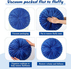 Round Throw Pillows Decorative Pleated Throw Pillows 15'' Diameter Accent Pumpkin Boho Chair Cushion for Couch Sofa Home Decoration(Navy Blue,1 Pcs)
