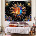 Spenlife Celestial Sun and Moon Tapestry Cosmic Tapestry for Bedroom Astral Tapestries Wall Hanging Bedroom Living Room Wall Art and Home Decor 60x80 Orange