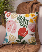 Embroidered Floral Boho Throw Pillow Cover 18x18 Inch - Decorative Cotton Pillow Case for Couch, Sofa, Bedroom, Living Room - Farmhouse Home Aesthetic Housewarming Gifts (Mixed Floral, 18" x 18")