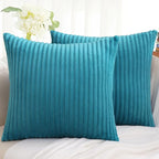 Simmore Decorative Spring Euro Sham Throw Pillow Covers 26x26 Set of 2, Soft Natural Plush Flannel Double-Sided Fluffy Couch Pillow Covers for Sofa Living Room, Teal