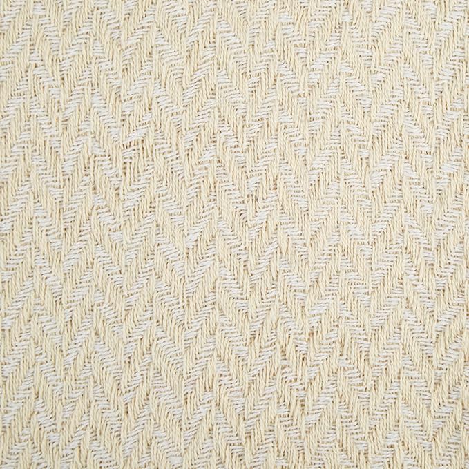 DII Modern Zig Zag Throw Blanket Woven Cotton, Hand-Knotted 2.5" Fringe, 50x60, Natural