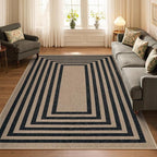 Lahome Enfys Modern Geometric Easy Jute Dining Room Rug, 5x7 Modern Rugs for Living Room Washable Kitchen Mat, Large Non Slip Farmhouse Indoor Outdoor Carpet for Bedroom Dorm RV