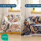 Boho Throw Blanket for Bed 100% Cotton Ultra Soft Rustic Quilt Fall Blanket Bird Floral Printed Farmhouse Decor Bed Blankets,80"×90" All Season Rustic Throw for Sofa Couch Chair