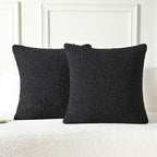 FUTEI Black Throw Pillow Covers 22x22 Inch Set of 2,Furry Faux Fur Teddy Boucle Textured Cushion Covers,Soft Fluffy Decorative Pillow Case,Home Decor for Couch Bed Living Room Office Car