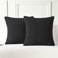 FUTEI Black Throw Pillow Covers 16x16 Inch Set of 2,Furry Faux Fur Teddy Boucle Textured Cushion Covers,Soft Fluffy Decorative Pillow Case,Home Decor for Couch Bed Living Room Office Car