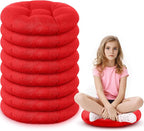 Fumete 8 Pcs 16 Inch Round Floor Cushions for Kids and Toddlers, Flexible Seating Classroom Furniture Floor Pillow for Home, Daycare, Preschool, Yoga and Meditation (Red)