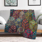 Hippie Bohemian Mandala Throw Blanket Indian Flower Floral Texture Print Blanket for Sofa Bed Couch Chair Or Dorm 50"x60"