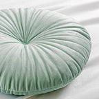 Roslynwood Shelly Round Solid Aqua Velvet Chair Cushion Couch Pumpkin Throw Pillow Home Decorative Seashell Floor Pillow, 16x16 inch