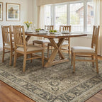 5x7 Washable Brown Area Rug Vintage Living Room Bedroom Carpet Non-Slip Soft Low Pile Distressed Indoor Throw Rug for Dining Room Entryway Office