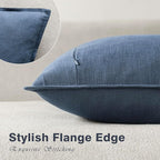 Foindtower Pack of 2, Decorative Linen Soild Throw Pillow Covers Soft Accent Euro Cushion Case Farmhouse Neutral Pillowcase for Chair Couch Sofa Bedroom Living Room Home Decor 20 x 20 Inch Dark Blue