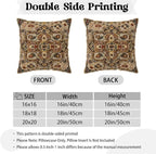 KSLIDS Boho Brown Soft Velvet Throw Pillow Covers Set of 2 Vintage Bohemian Rug Carpet Decorative Pillow Covers 16x16 Inch Antique Ethnic Pillow Case for Sofa Couch Living Room Home Decor