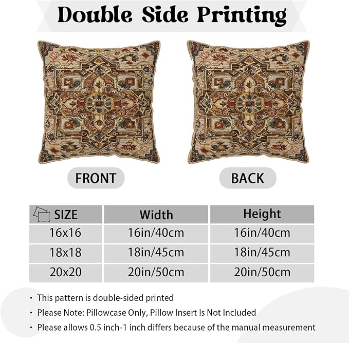 KSLIDS Boho Brown Soft Velvet Throw Pillow Covers Set of 2 Vintage Bohemian Rug Carpet Decorative Pillow Covers 16x16 Inch Antique Ethnic Pillow Case for Sofa Couch Living Room Home Decor