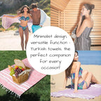Bazaar Anatolia Turkish Beach Towel – 100% Cotton, Quick Dry, Sand Free Towel for Bathroom, Yoga, Restorative Practice – Oversized 71x39 Inches – Stripe Black