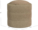 Spatial Order Storage Round Ottoman with Removable Lid (with Hidden Storage) | Spatial Order Home Décor | Upholstered Round Ottoman – Brown Boucle