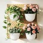 5 Pack Resin Wall Hanging Planter Pot Vertical Garden Living Wall Mount Window Hang Indoor Outdoor Plant Flower Basket for Kitchen Herbs Balcony Railing Shelf Fence Bedroom Trellis Decor Modern White