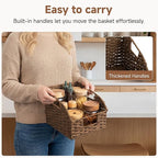 StorageWorks Wicker Baskets for Organizing, Pantry Organizers and Storage, Round Paper Rope Storage Basket for Pantry Shelves, Brown, 2 Pack