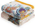 Boho Throw Blanket, 100% Organic Cotton Breathable Skin-Friendly Ultra Soft Bed Quilt Throw - All Season Floral Bird Farmhouse Décor Luxury Blanket for Sofa Couch Chair and Gift. 50" x 60"