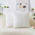 Home Brilliant Set of 2 Decorative Pillow Cover Solid Striped Corduroy Plush Velvet Cushion Cover for Couch, 50cm, 20 x 20 Inch, Creamy White
