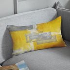 Britimes Throw Pillow Covers Modern Home Art Decor, 12 x 20 Inches Set of 2 Pillow Cases Decorative, Abstract Oil Painting Pillowcases for Bedroom, Living Room, Yellow Grey