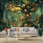 Apdidl Forest Wall Tapestry for Bedroom, Nature Green Tree of Life Tapestries Wall Hanging, Fairy Tales Magical Landscape Backdrop Tapestry for Living Room Dorm Decor (51"X60")