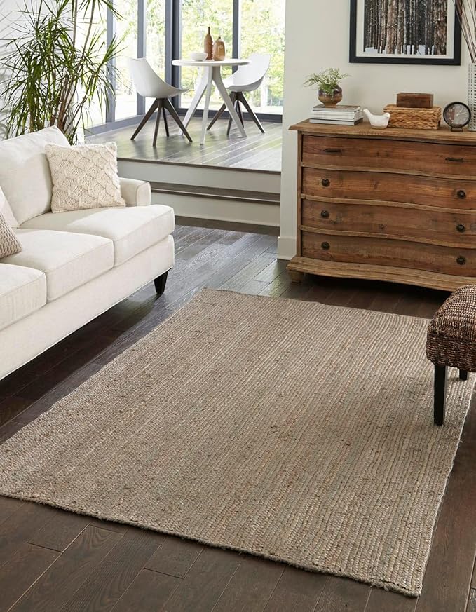 Unique Loom Braided Jute Collection Area Rug - Dhaka (10' x 14' 1" Rectangle, Gray)