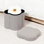 B FSOBEIIALEO Storage Ottoman Cube, Flowers Shaped Ottomans with Storage Foot Stool Footrest for Lving Room, Boucle Ottoman Seat for Dorm Room,Faux Teddy Fur, Grey 12.6"x12.6"x12.6"