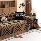 VClife Couch Cover Bohemian Morroccan Sofa Cover Washable Sofa Slipcover for 3-4 Cushion Couch Sofa Non Slip Soft Chenille Furniture Protector Modern Brown Black Slip Cover for Couch 71''x150''