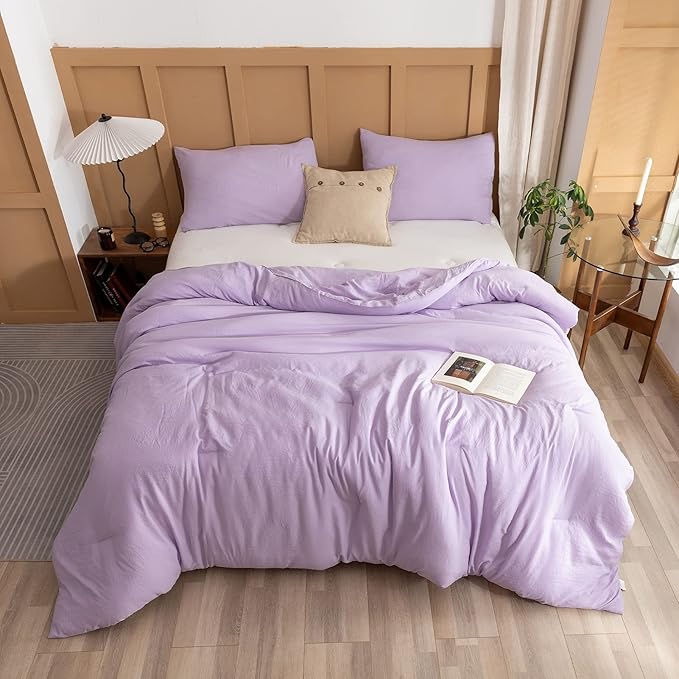 ROSGONIA Twin/Twin XL Comforter Set for College Girls Boys Lavender, 1 Purple Comforter & 1 Pillowcase Lightweight Kids Comforter Soft Dorm Bedding