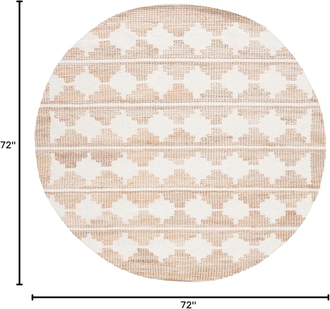SAFAVIEH Natural Fiber Collection Area Rug - 6' Round, Ivory & Natural, Rustic Farmhouse Style, Handmade Jute & Wool, Ideal for The Living Room, Bedroom, Dining Room (NF511A-6R)