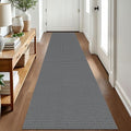 EARTHALL Woven Runner Rug 2x8 Ft Washable Runners for Hallways Cotton Non Slip Rubber Backed Kitchen Runner Braided Indoor Floor Carpet for Entryway, Hallway, Kitchen, Bedroom, Dark Gray