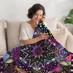 kampdream Colorful Ceometric Art Throw Blanket, Hippie Abstract Sun and Moon Purple Aesthetic Comforter Nap Throws for Couch Chair Bed Decor Comforter 60×80 inch