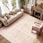 Lofus 5x7 Area Rug for Living Room,Pink Washable Area Rugs with Non-Slip Backing,Soft Boho Carpets for Bedroom Dining Room Home Office Indoor Nursery