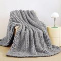 Admitrack Chunky Knit Blanket Throw, 100% Hand Knit Chenille Throw Blanket for Sofa & Home Decor, Soft and Cozy Knitted Throw Blankets (Dark Gray，51"x63")