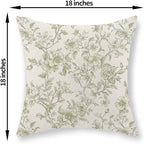 Sage Green Pillow Covers 18x18 Set of 2 Light Green Floral Chinoiserie Throw Pillows Vintage Rustic Toile Flower Decorative Pillow Cases Outdoor Chinoiserie Decor Cushion Case for Couch Sofa