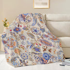 Boho Floral Throw Blanket, Bohemian Soft Cozy and Warm Couch Blankets Gift for Flower Lover, Decorative Blankets for Sofa Couch Bed, Gray Blue 50×60 inches